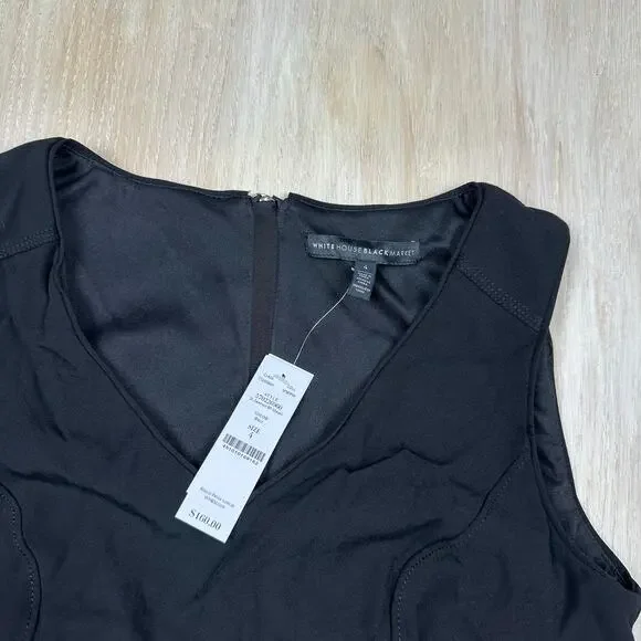 NWT WHBM Black Sleeveless Sheath V-Neck Workwear Elegant Date Cocktail Dress 4 - Picture 10 of 14